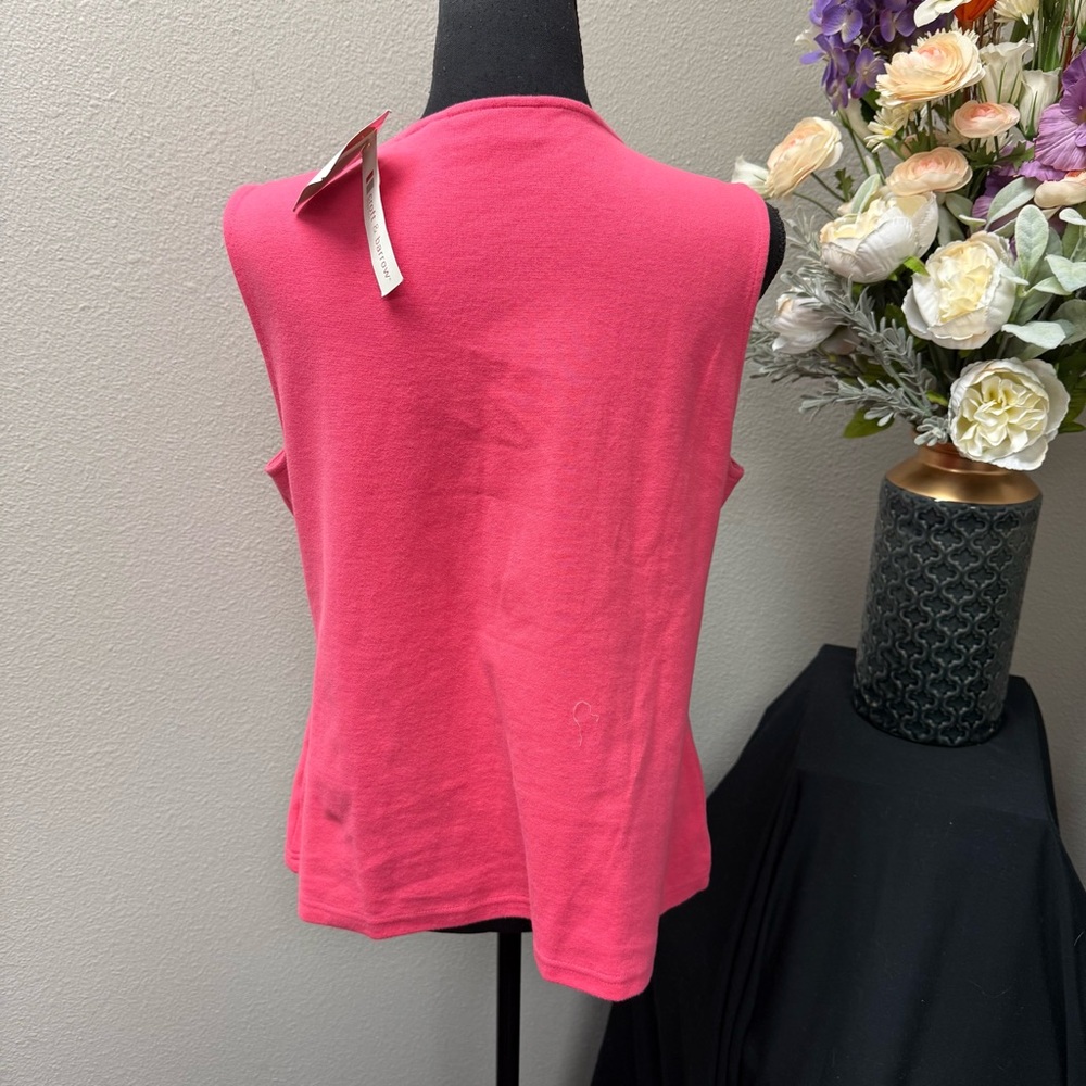 NWT Croft & Barrow Pink Embroidered Floral Sleeveless Wrap Tank Top PXL Stretch - Picture 3 of 9